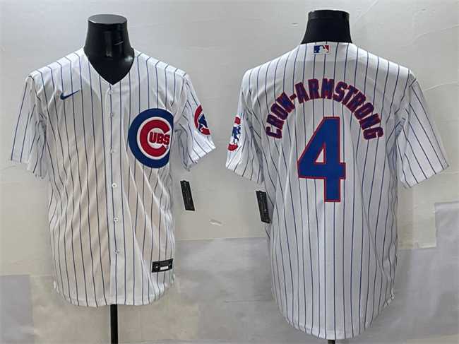 Men%27s Chicago Cubs #4 Pete Crow-Armstrong White Cool Base Stitched Jersey